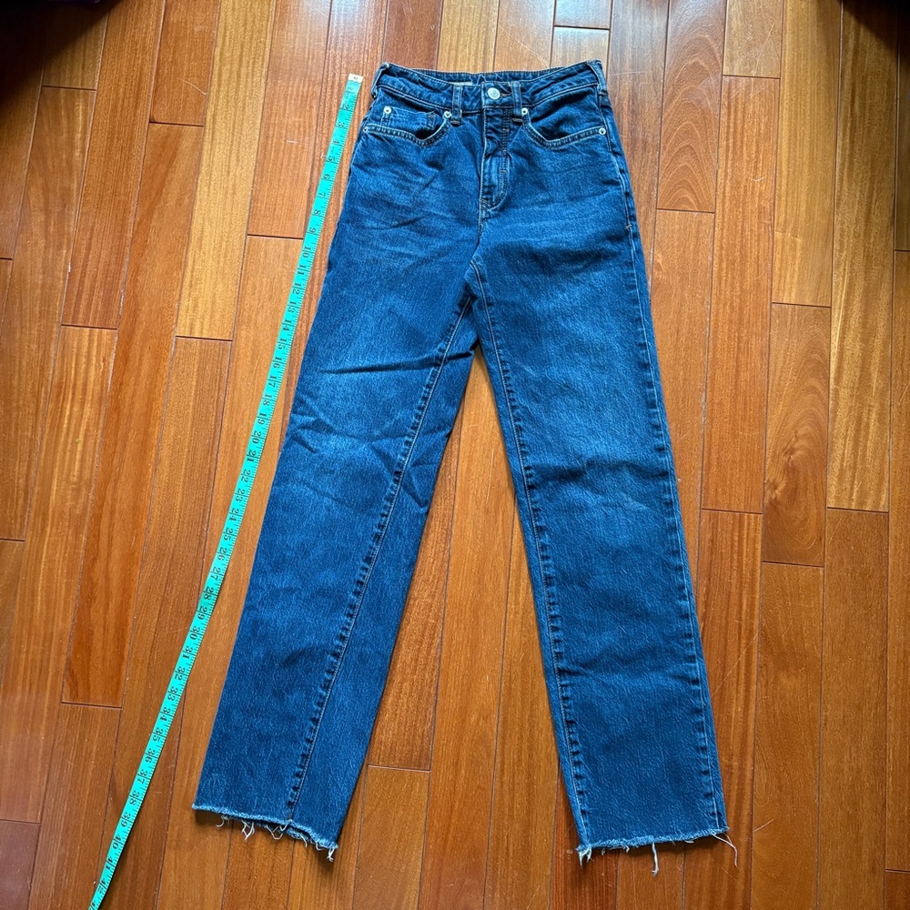Anthropologie Pilcro And The Letterpress Rue Straight Leg Raw Hem Denim Jeans 24